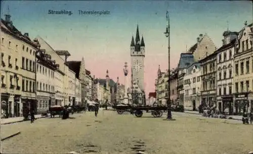 Ak Straubing an der Donau Niederbayern, Theresienplatz