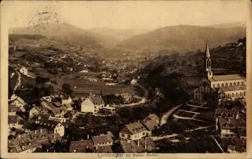 Ak Lichtenthal Lichtental Baden Baden am Schwarzwald, Blick auf Lichtenthal mit Kirche