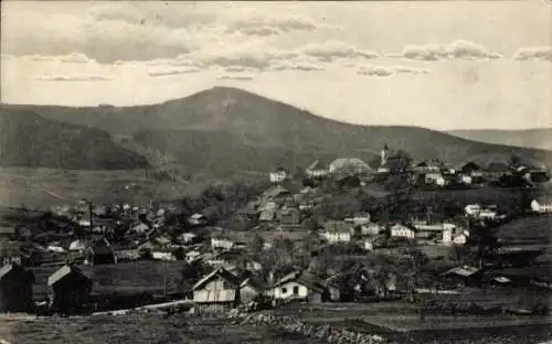 Ak Bodenmais in Niederbayern, Blick auf Bodenmais mit Harlachberg