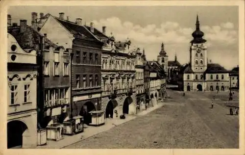 Ak Žatec Saaz Region Aussig, Rathaus am Platz