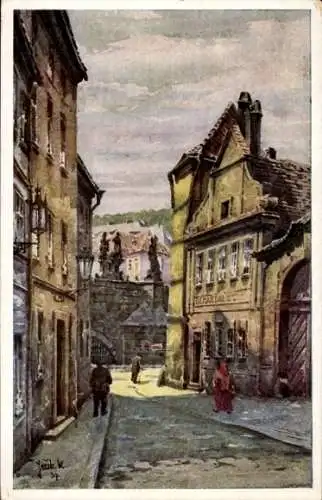 Künstler Ak Jezka, Praha Prag Tschechien, Pod Karlovým mostem