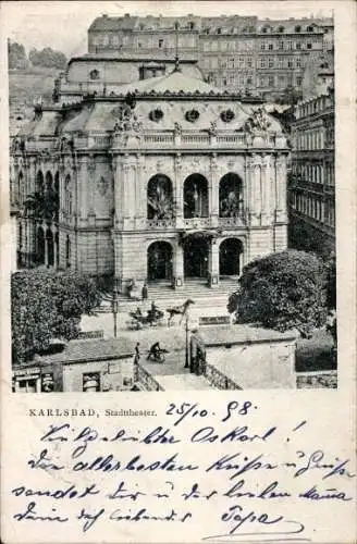 Ak Karlovy Vary Karlsbad Stadt, Stadttheater