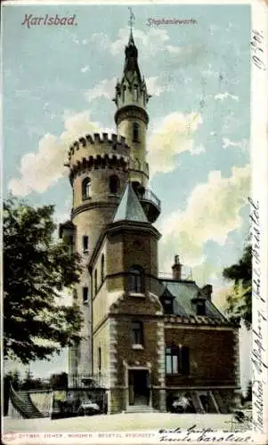 Ak Karlovy Vary Karlsbad Stadt, Stephaniewarte