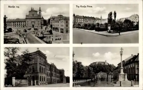 Ak Ljubljana Laibach Slowenien, Marijin trg, Trg Kralja Petra, Realka, Zvezda