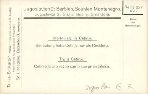 Ak Цетиње Cetinje Montenegro, Marktplatz