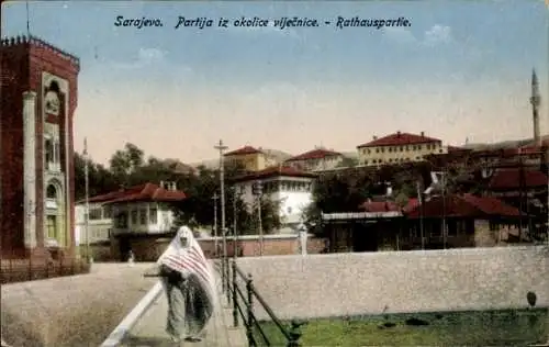 Ak Sarajevo Bosnien Herzegowina,  Rathaus, Viječnica, historische Postkarte, Architektur