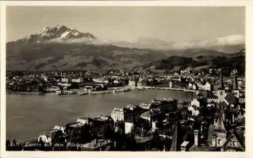 Ak Lucerne Luzern Stadt Schweiz, Schöne Aussicht auf  Berg Pilatus, Architektur