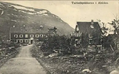 Ak Abisko Schweden, Touristenhütte, Bergpanorama