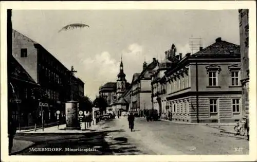 Ak Krnov Jägerndorf Mährisch Schlesien, Minoritenplatz