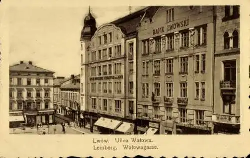 Ak Lwiw Lwów Lemberg Ukraine, Bank Lwowski, Ulica Wałowa, historische Architektur, historische...