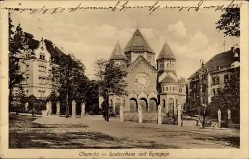 Ak Chemnitz in Sachsen, Loutsenhaus, Synagoge, historische Gebäude, Park
