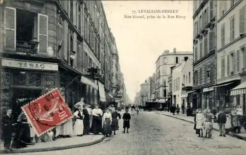 Ak Levallois Perret Hauts de Seine, Rue Gravel, aufgenommen von der Rue Rivay