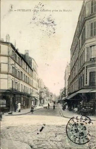 Ak Puteaux Hauts de Seine, Straßenansicht, Rue Godefroy, Geschäft