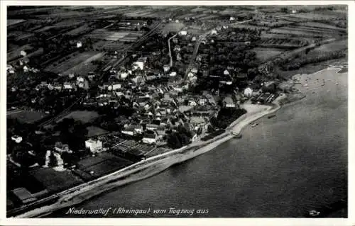 Ak Niederwalluf Walluf am Rhein, Fliegeraufnahme