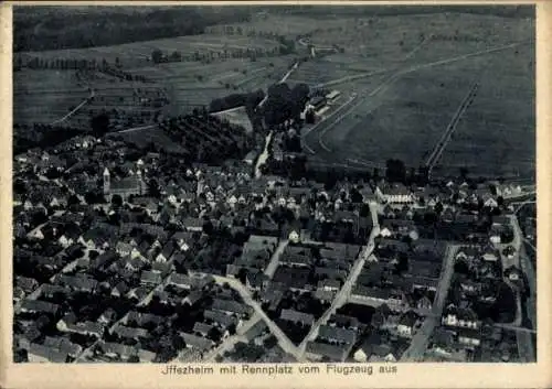 Ak Iffezheim am Rhein, Fliegeraufnahme, Rennplatz