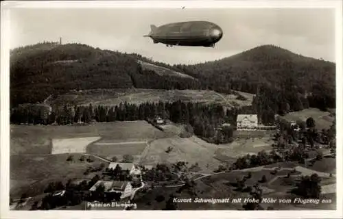 Ak Schweigmatt Schopfheim Kr. Lörrach, Pension Blumberg, Hohe Möhr, Graf Zeppelin, LZ 127