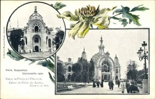 CPA Paris, Exposition Universelle 1900, Palais d'Education, Palais des Lettres, Sciences et Arts