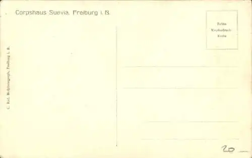 Studentika Ak Freiburg im Breisgau, Corpshaus Suevia, Burschenschaftshaus, KSCV