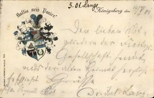 Studentika Ak Königsberg Ostpreußen, Corps Baltia, Wappen, KSCV