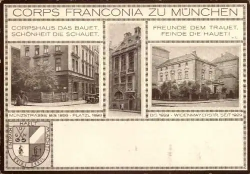 Studentika Ak München, Corps Franconia, Corpshaus Münzstr., Platzl, Widenmayerstr., Wappen, KSCV