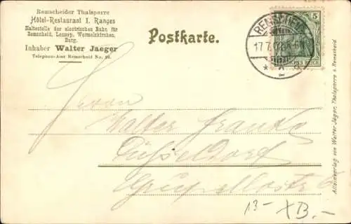 Litho Remscheid im Bergischen Land, Eschbachtalsperre