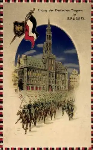 Halt gegen das Licht Ak Bruxelles Brüssel, Einzug der deutschen Truppen, I. WK