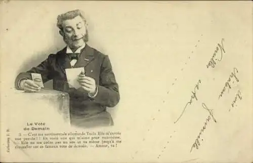 Ak Mann liest einen Brief, Porträt, Abstimmung