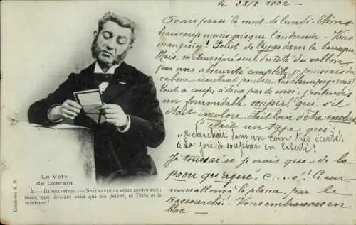 Ak Mann liest einen Brief, Porträt, Abstimmung