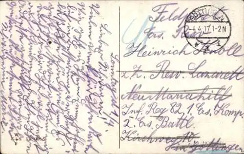 Ak Kitsch, Vergissmeinnicht, Segelboot, Haus