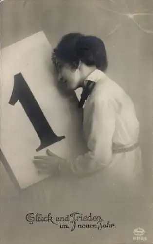 Ak Glückwunsch Neujahr, Frau, Kalender