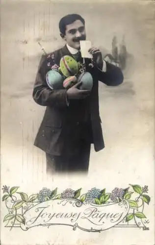 Foto Ak Männerportrait, Ostereier