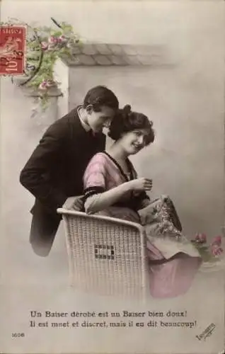 Ak Liebespaar, Un Baiser dérobé est un Baiser bien doux