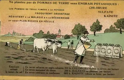 CPA Ne plantez pas de Pommes de Terre sans Engrais Potassiques, Reklame