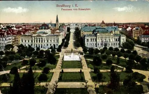 Ak Straßburg Elsass Bas Rhin, Straßburg i. E., Panorama vom Kaiserplatz