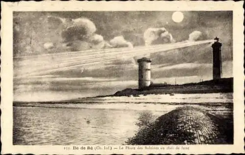 Ak Île de Ré Charente Maritime, Leuchtturm bei Nacht