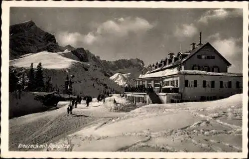 Ak Garmisch Partenkirchen in Oberbayern, Kreuzeckhaus, Alpspitze, Winter