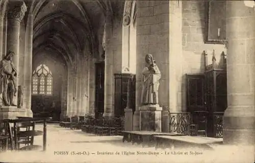 Ak Poissy Yvelines, Innenraum der Kirche Notre-Dame, Christus und St. Johannes