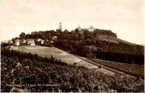 Ak Augustusburg im Erzgebirge, Augustusburg mit Drahtseilbahn