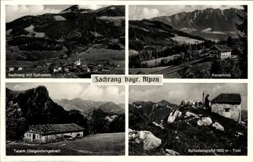 Ak Sachrang Aschau im Chiemgau Oberbayern, Kaiserblick, Spitzsteingipfel