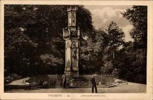 Ak Freiberg in Sachsen, Das Bild zeigt das Schwedendenkmal in Freiberg.