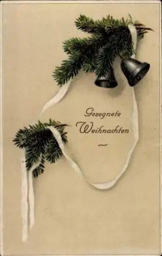 Ak Glückwunsch Weihnachten, Glocken, Tannenzweige