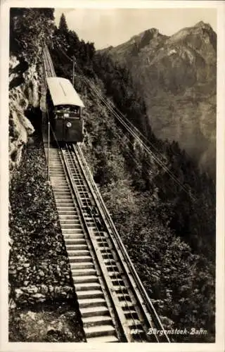 Ak Nidwalden Schweiz, Bürgenstockbahn, Standseilbahn