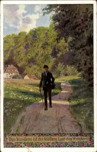 Lied Künstler Ak Hey, Paul, Wandern ist des Müllers Lust, Volksliederkarte Nr. 64