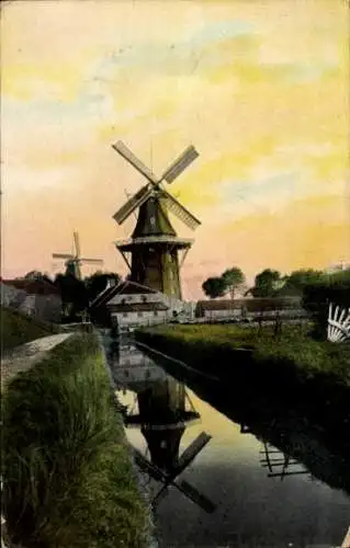 Ak Windmühlen, Fluss, Häuser