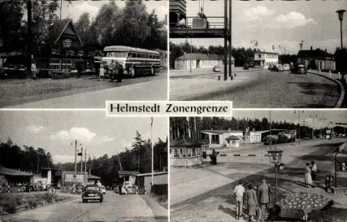 Ak Helmstedt in Niedersachsen, Zonengrenze, Autos, Busse, Passanten