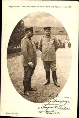 Passepartout Ak Kaiser Wilhelm II., Generalfeldmarschall Paul von Hindenburg, Posen 1915