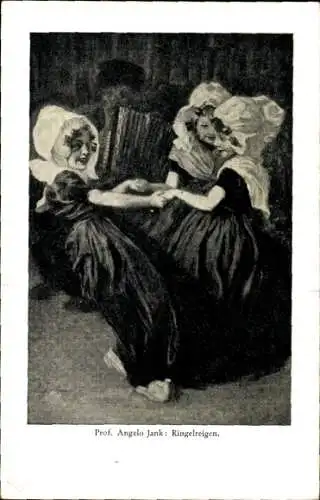 Künstler Ak Jank, Prof. Angelo, Ringelreigen, Mädchen tanzen