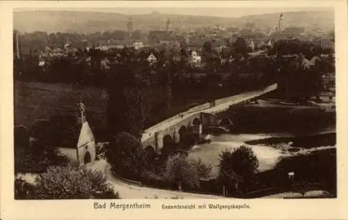 Ak Bad Mergentheim in Tauberfranken, Gesamtansicht mit Wolfgangskapelle
