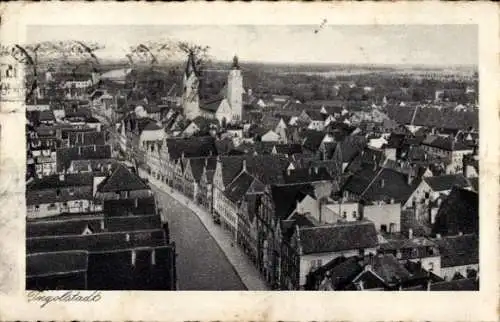 Ak Ingolstadt an der Donau Oberbayern, Straßenzug mit Blick auf das Münster