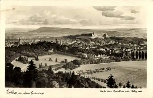 Künstler Ak Hellgrewe, Gotha in Thüringen, Das schöne Gotha, Panoramaansicht